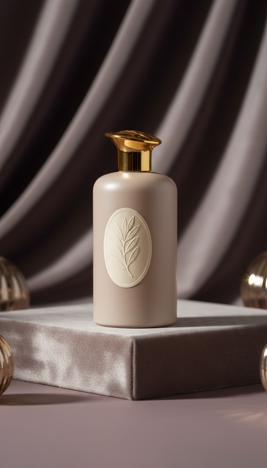 Gilded olive signature scent bottle